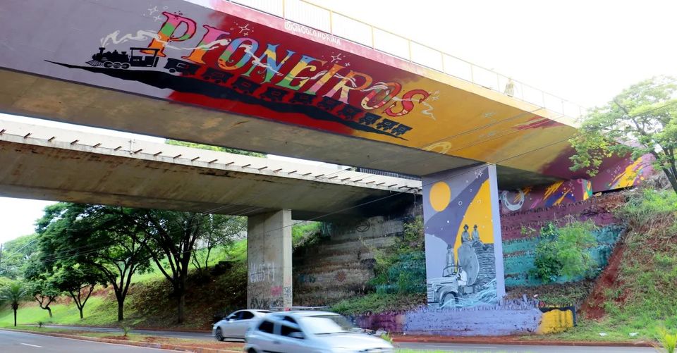 História de Londrina vira grafitagem em viaduto
