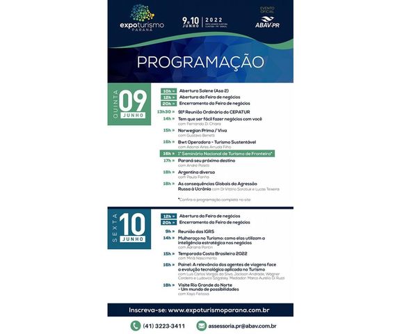 Começa dia 9 a Expo Turismo Paraná 2022