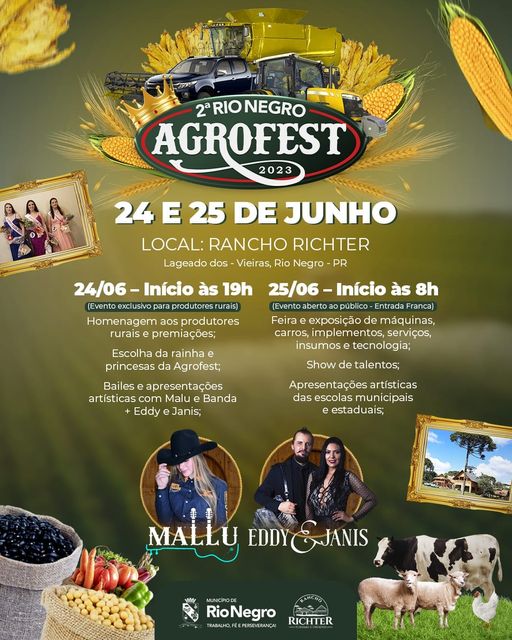 2ª. Agrofest dias 24 e 25 em Rio Negro 
