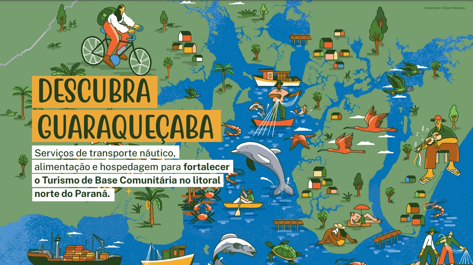 Mapa ilustrado promove Turismo de Base Comunitária no litoral do Paraná