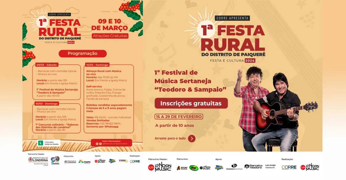 Distritos de Londrina receberão festas rurais do projeto “Festa é Cultura”